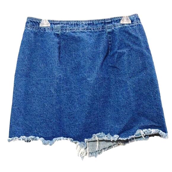 Cello Jeans Raw Hem Denim Asymmetrical Mini Wrap Skirt Distressed Blue Womens M - Picture 2 of 7